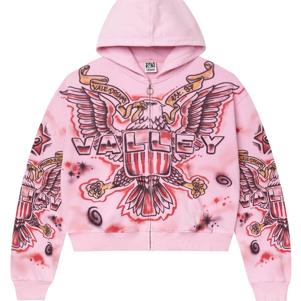 Vale Forever Flag Zip Up 'Pink' High-Quality Streetwear Men's Women's Hoodie Set